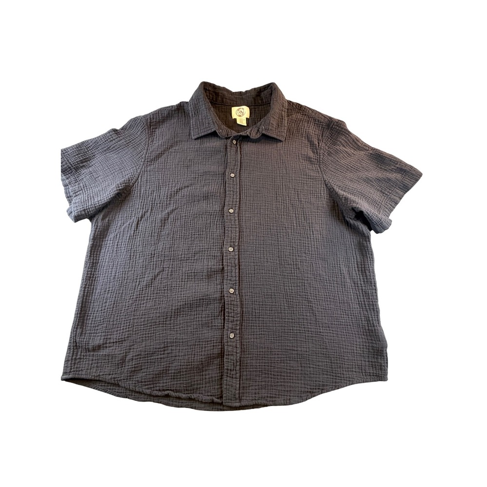 Panama Jack Mens XXL Gray Double Gauze Cotton Short Sleeve Button Down Shirt